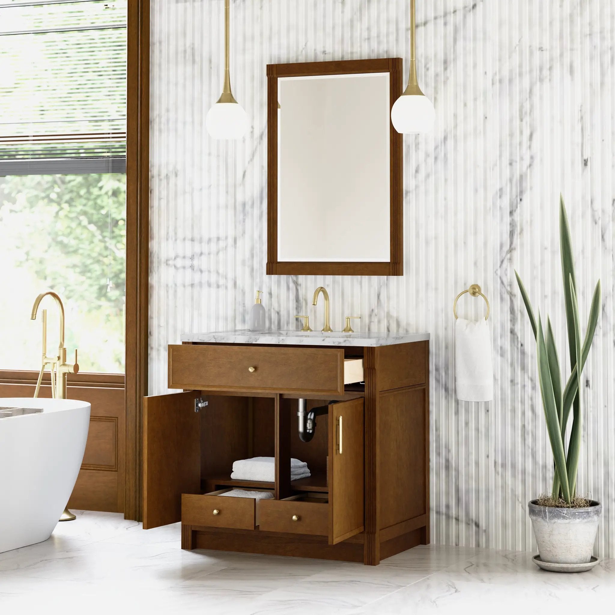 honey oak vanity