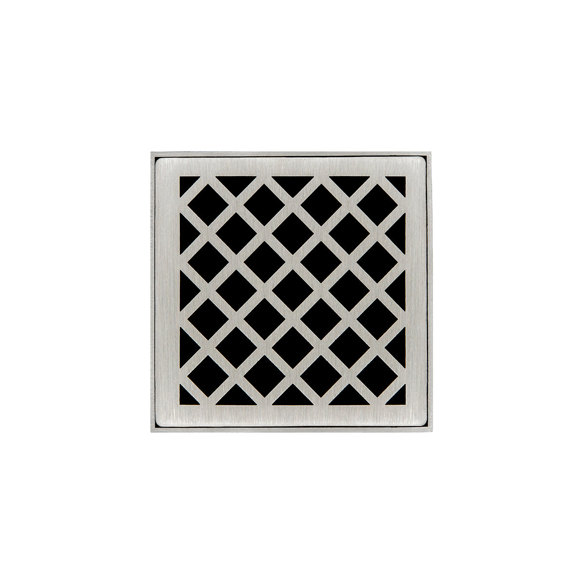 Infinity Drain 4" x 4" Strainer Premium Center Drain Kit with Criss-Cross Pattern Decorative Plate and 2" Throat for XD 4