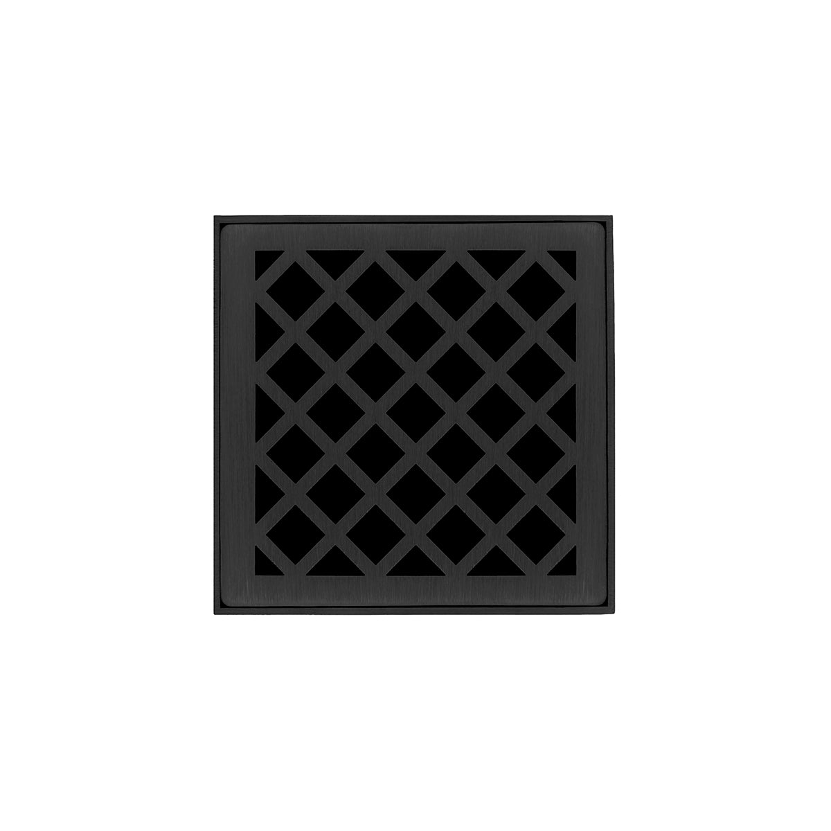 Infinity Drain 4" x 4" XD 4 Premium Center Drain Kit with Criss-Cross Pattern Decorative Plate with Cast Iron Drain Body for Hot Mop, 2" Outlet