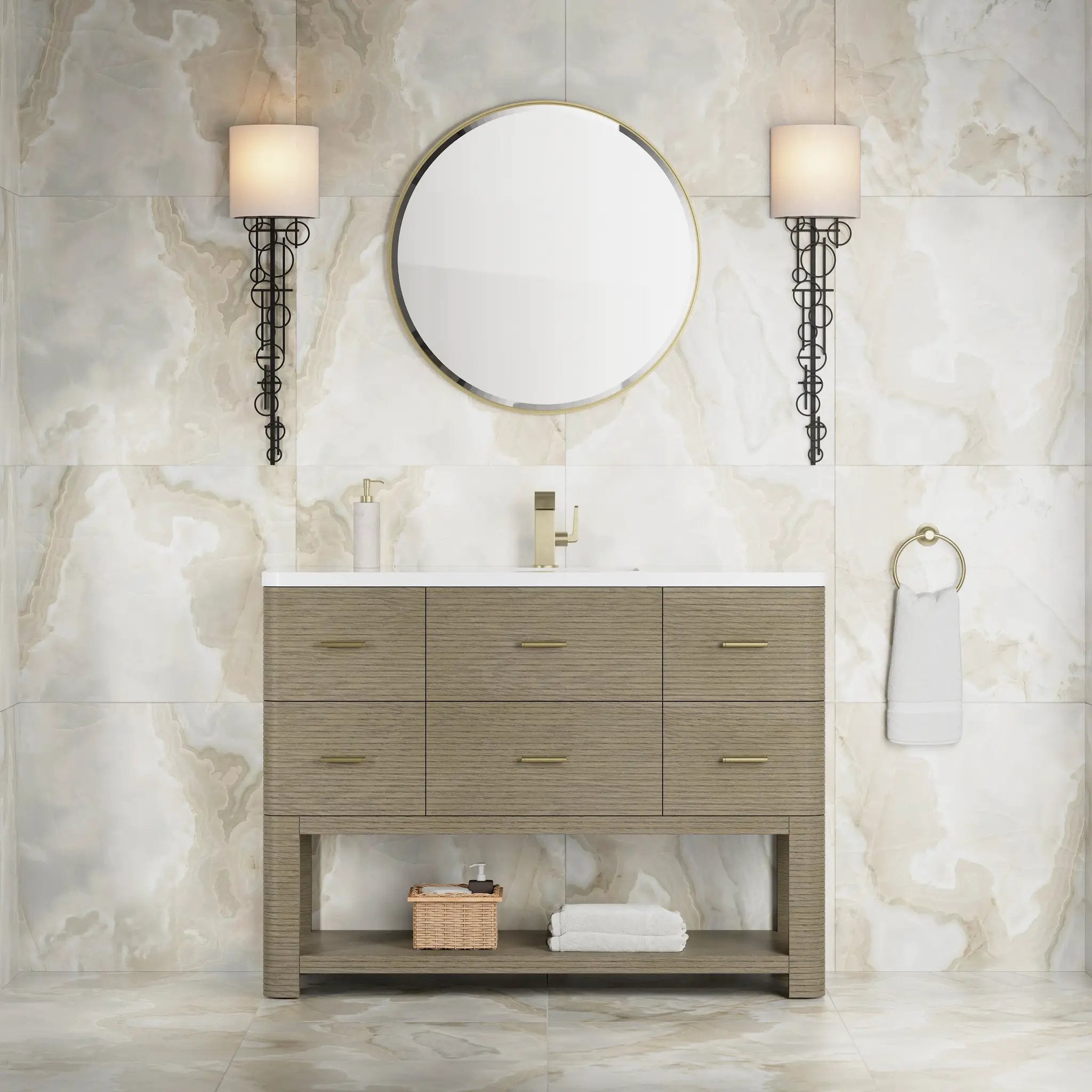 pebble oak vanity