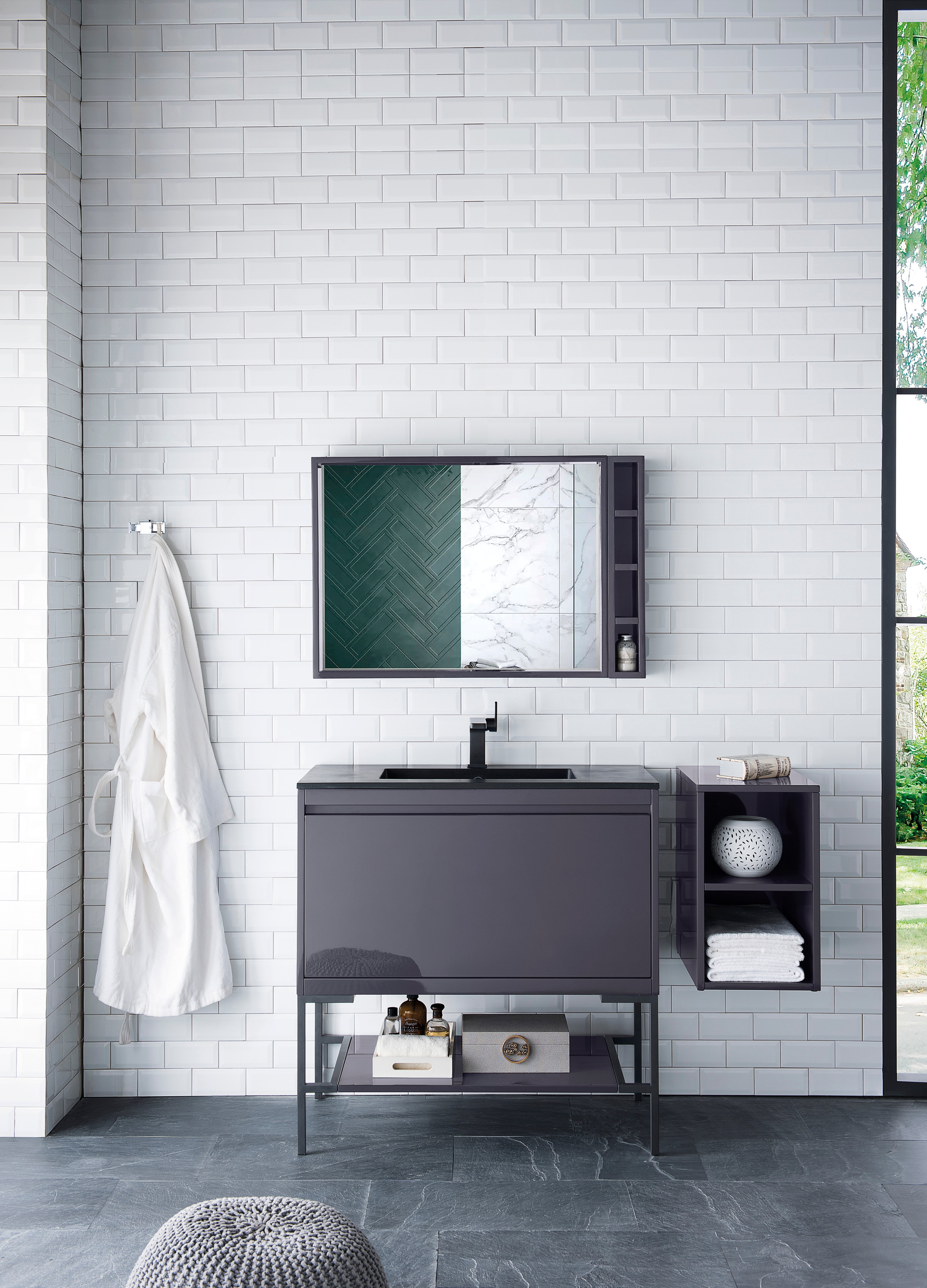 Charcoal Black Single Vanity Cabinet