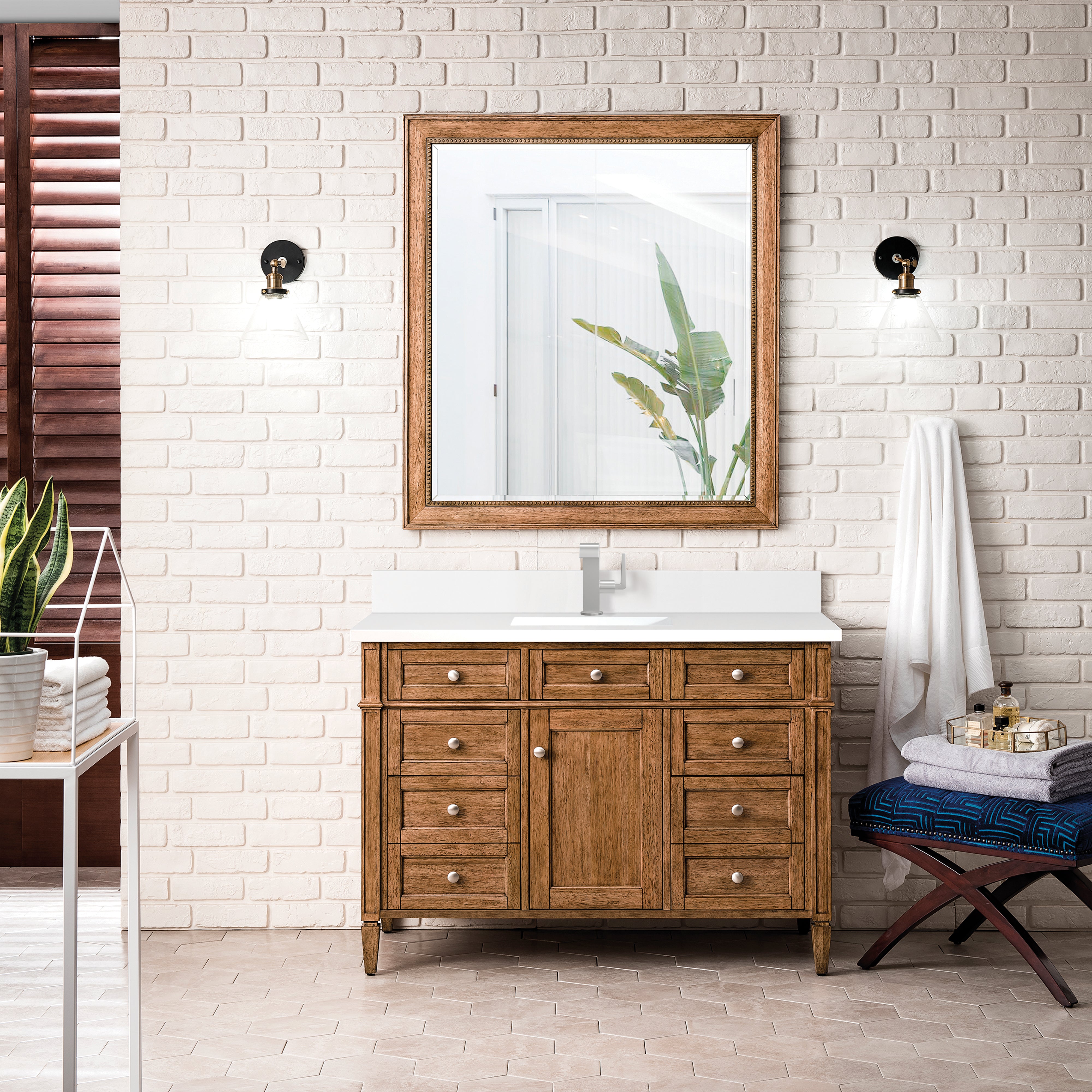 saddle brown vanity