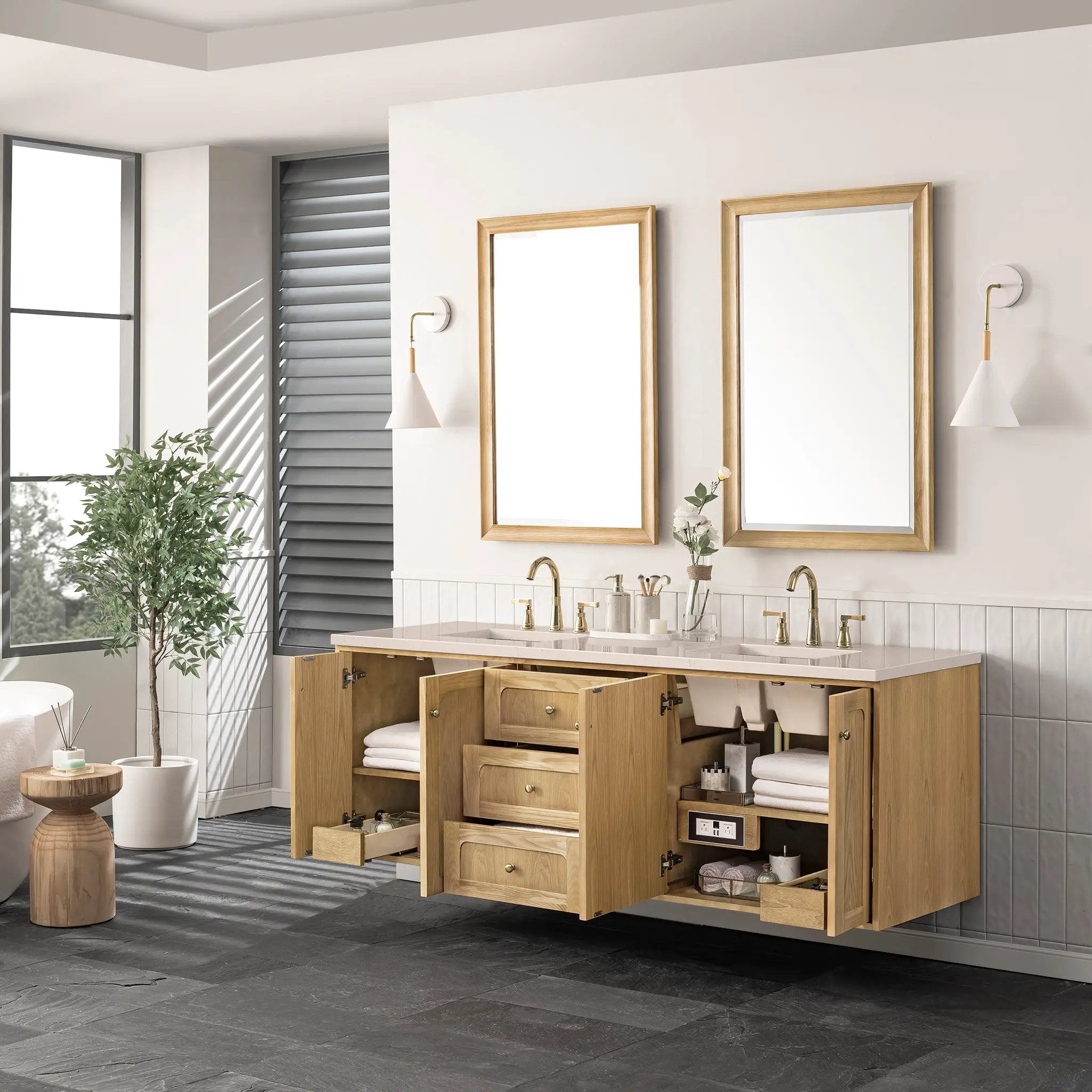 light natural oak vanity