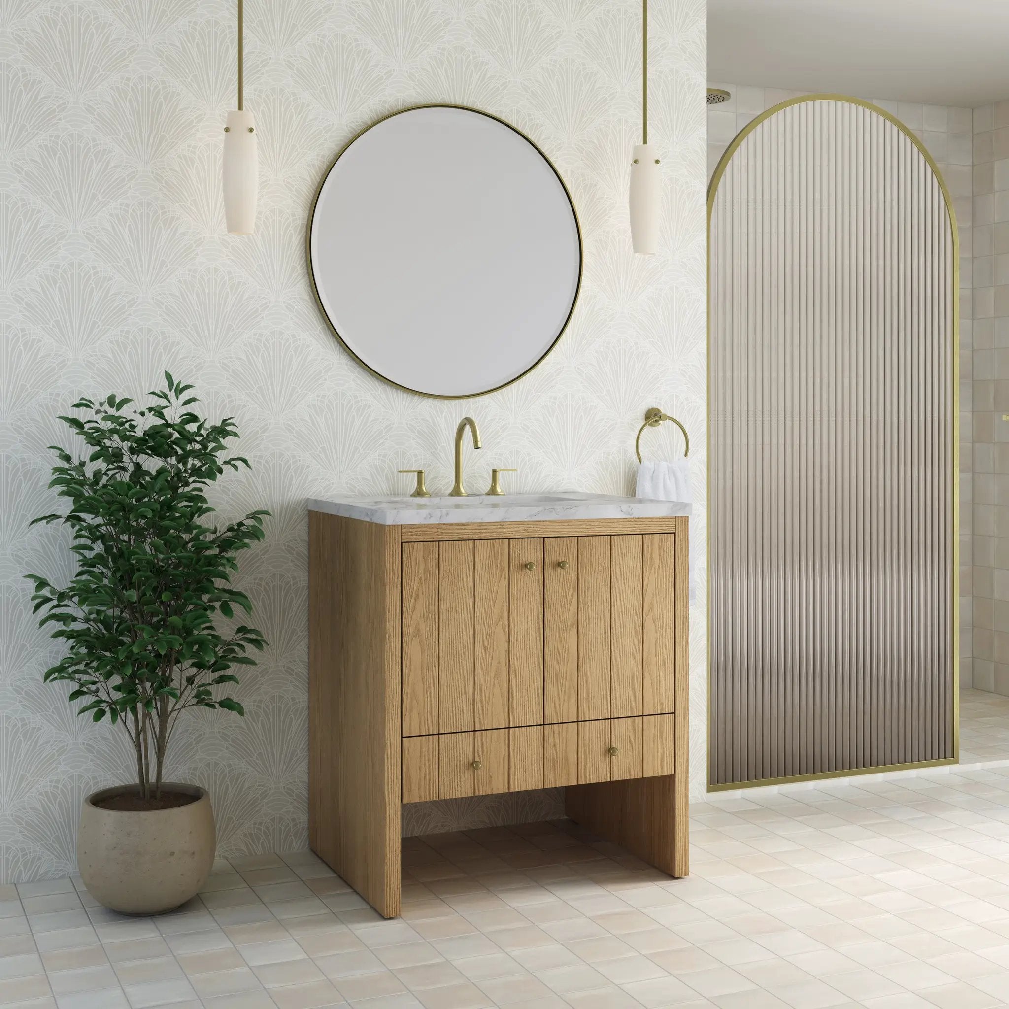 light natural oak vanity