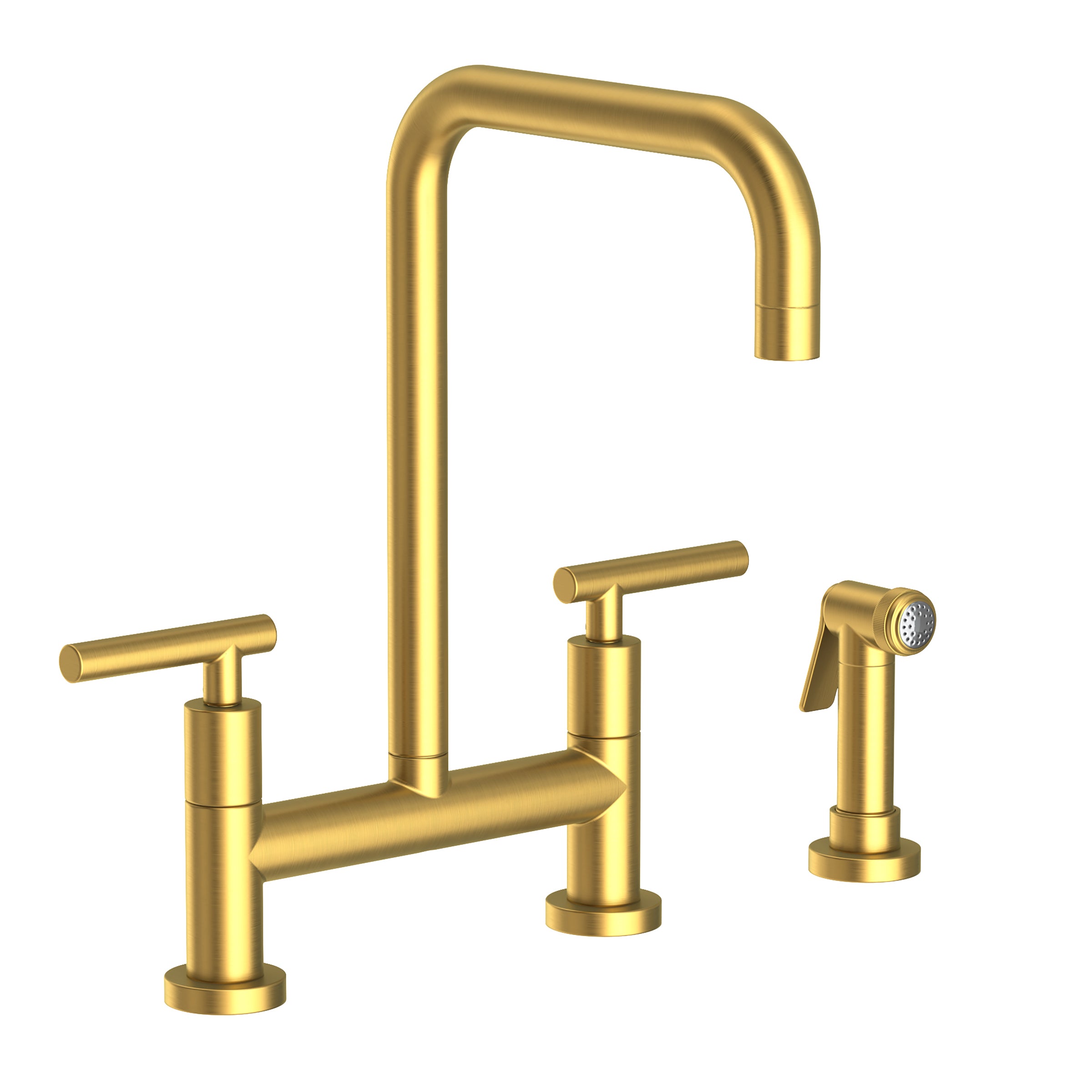 Newport Brass East Square Kitchen Bridge Faucet with Side Spray