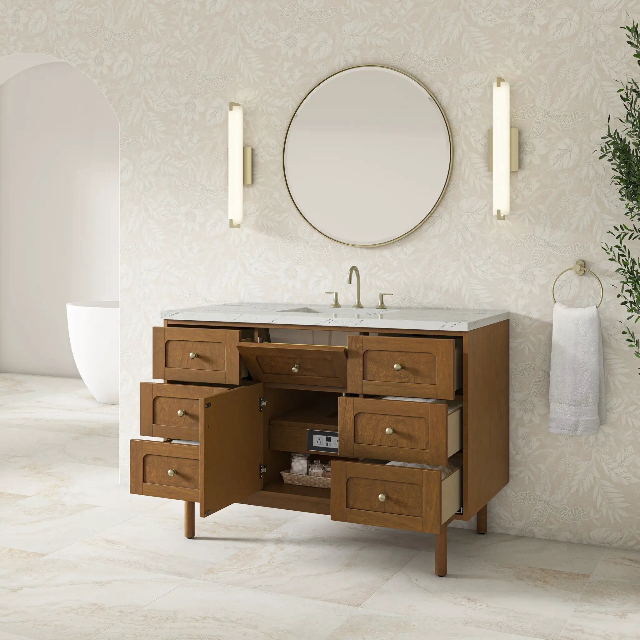 honey oak vanity