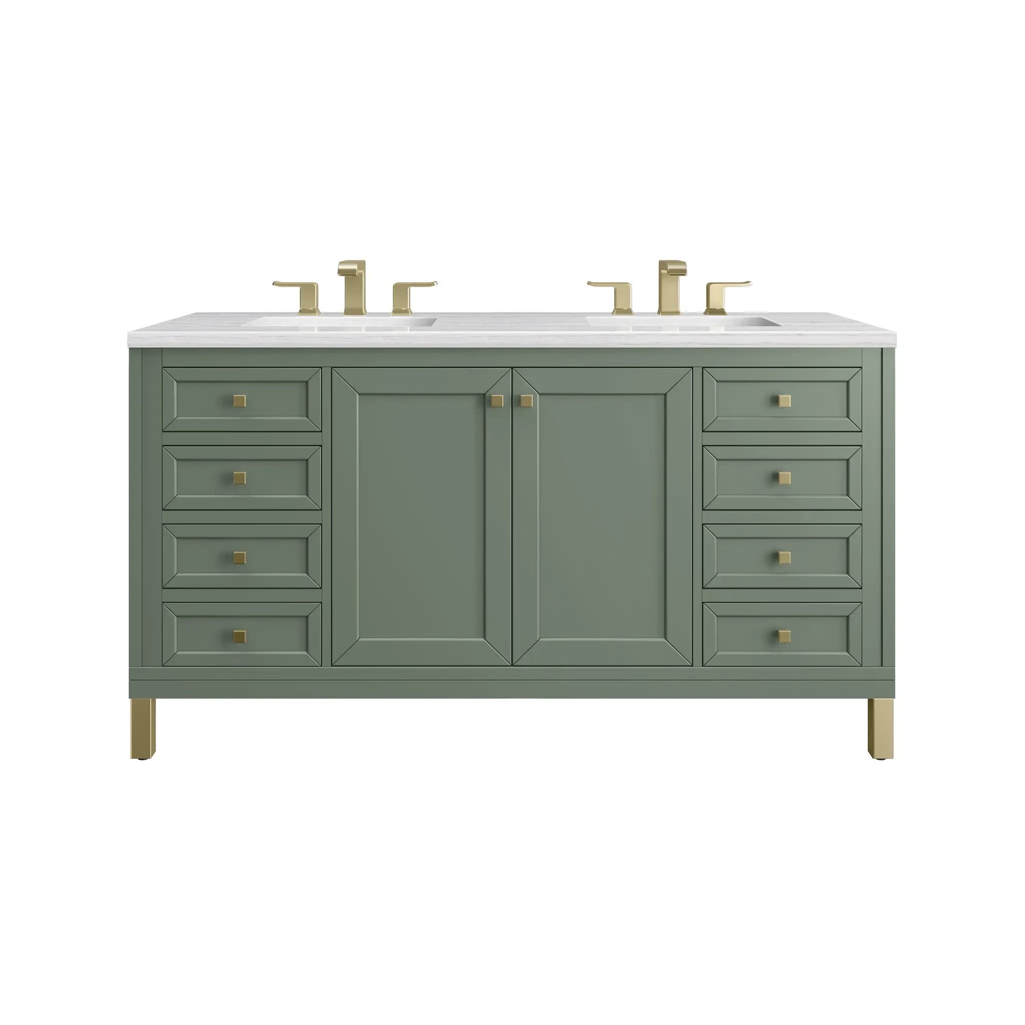 James Martin Chicago 60" Double Vanity Set - Smokey Celadon by James Martin Vanities