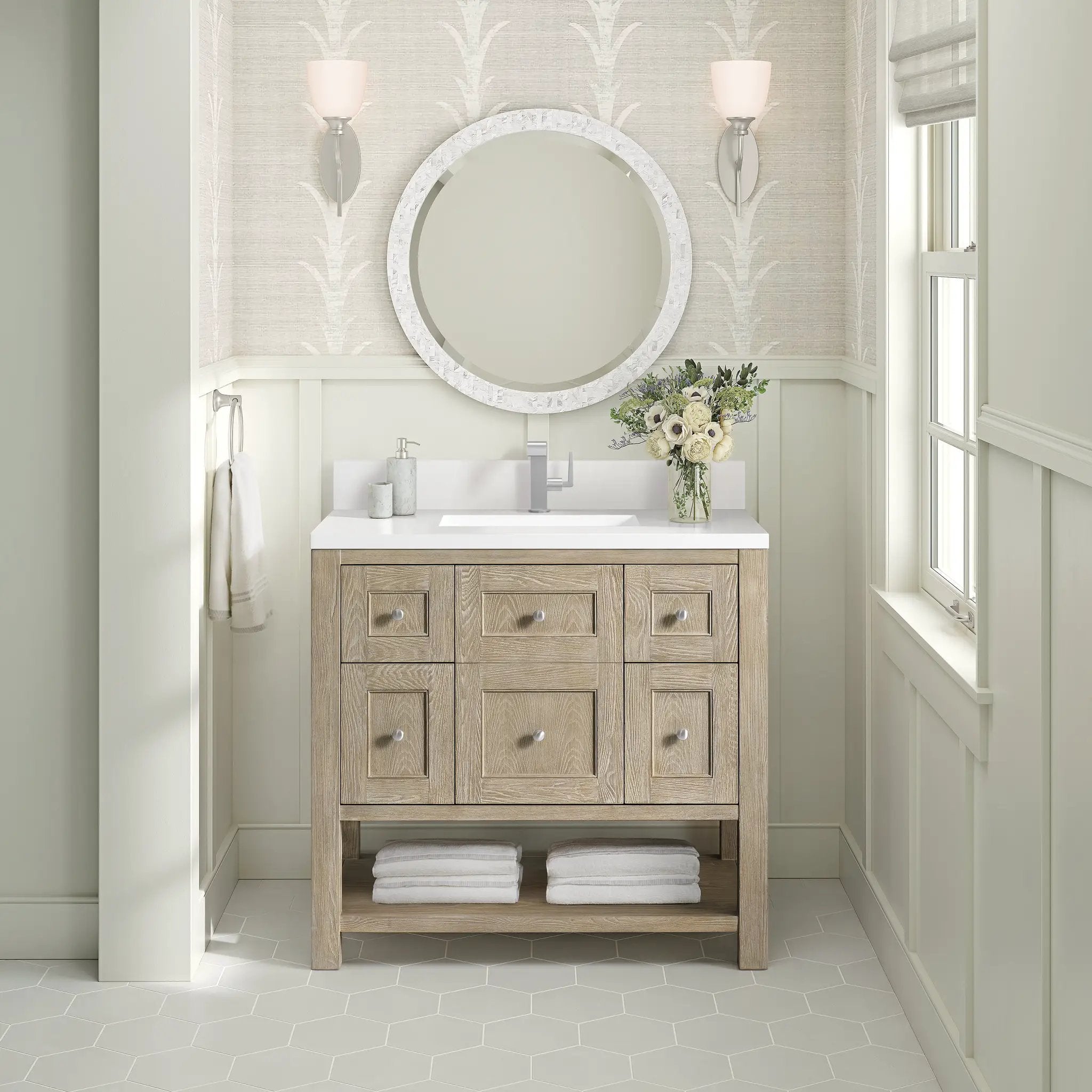 whitewashed oak vanity