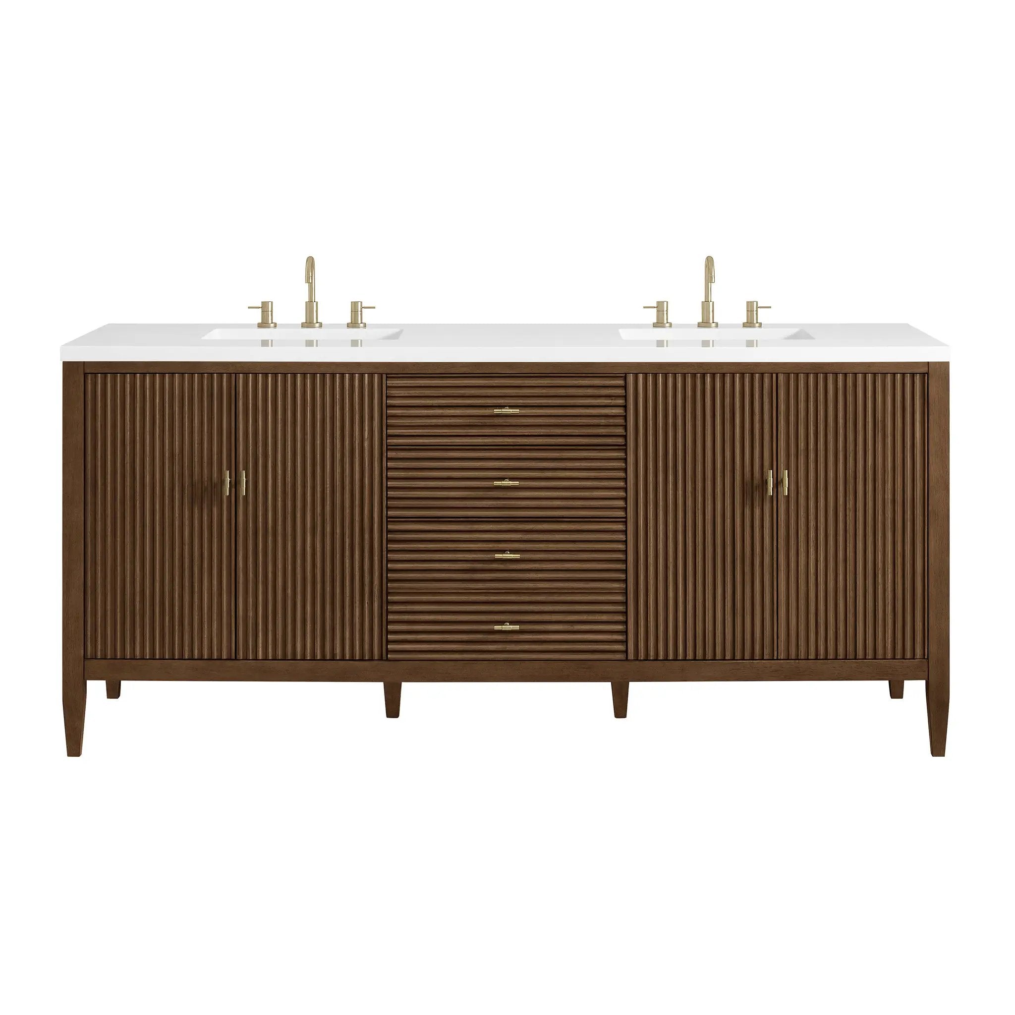 James Martin Myrrin 72" Vanity Set - Mid Century Walnut by James Martin Vanities