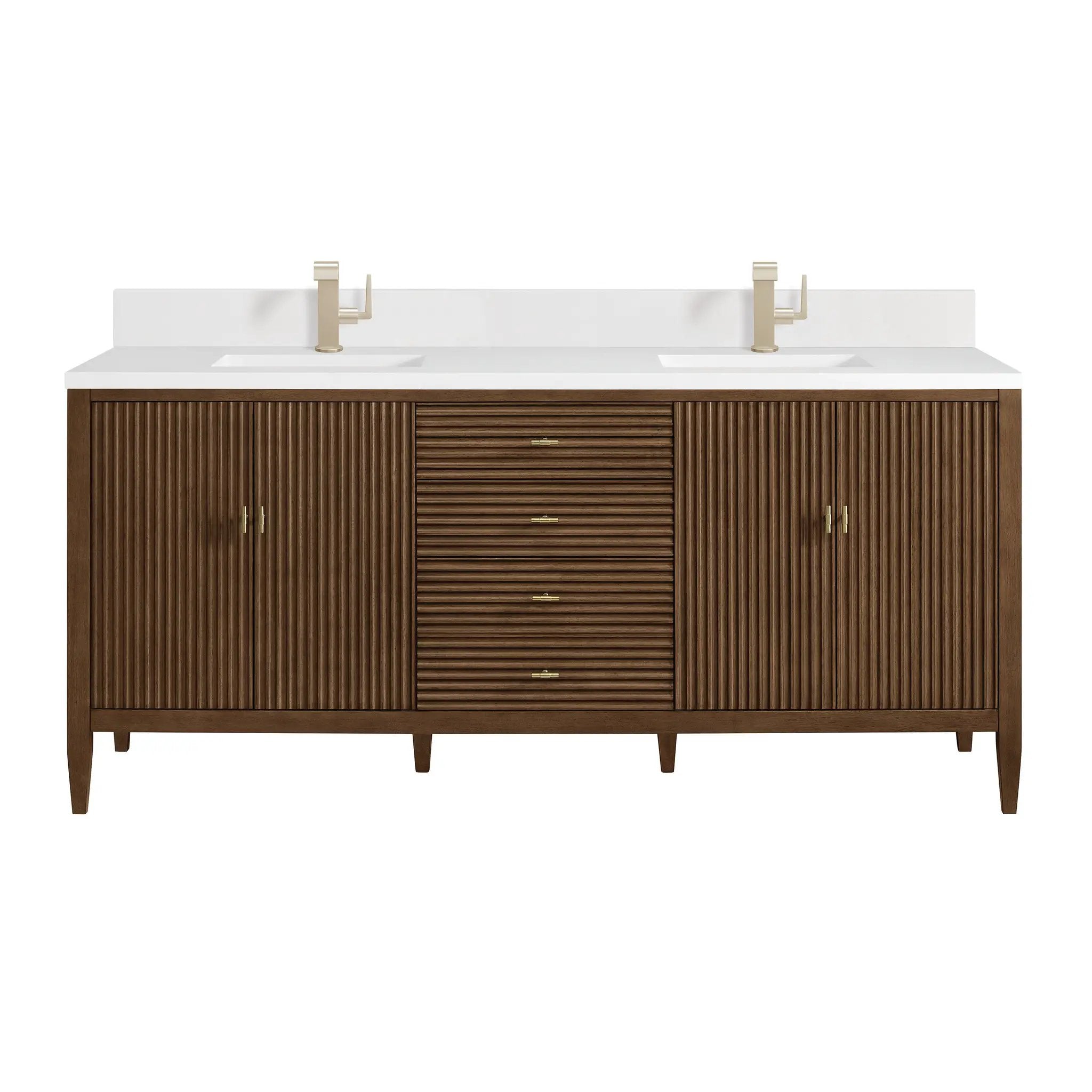 James Martin Myrrin 72" Vanity Set - Mid Century Walnut by James Martin Vanities