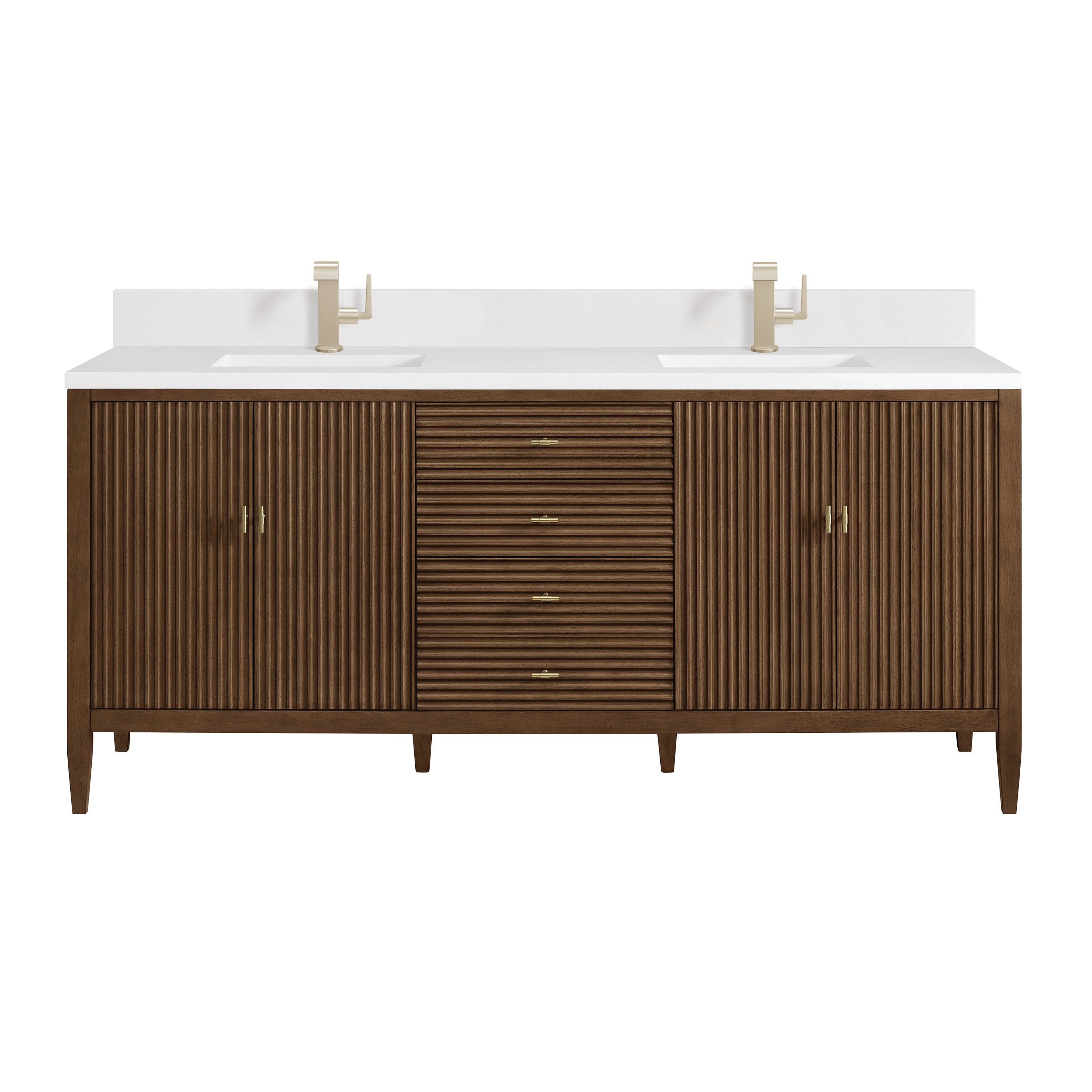 James Martin Vanities Myrrin 72" Double Vanity - Mid Century Walnut