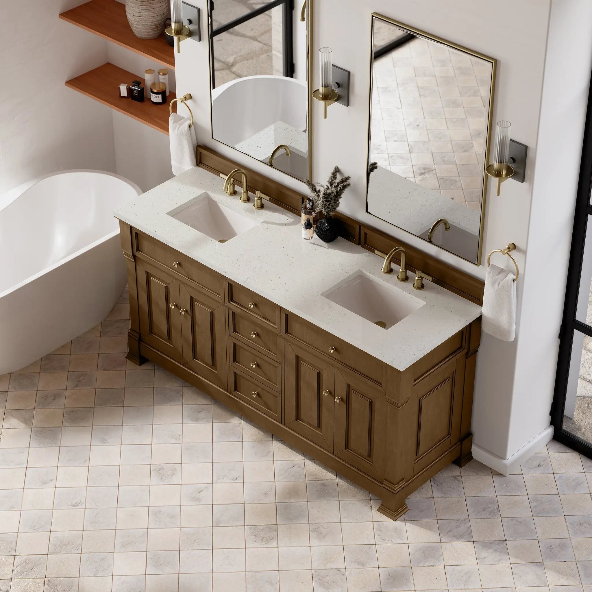 honey oak vanity