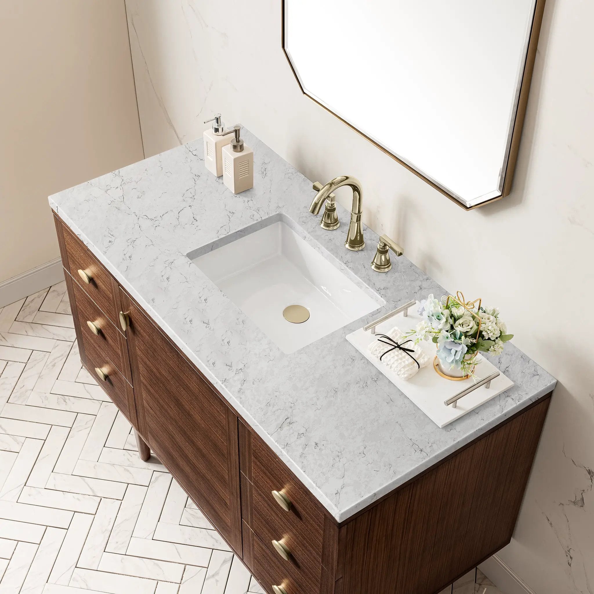 mid-century walnut vanity