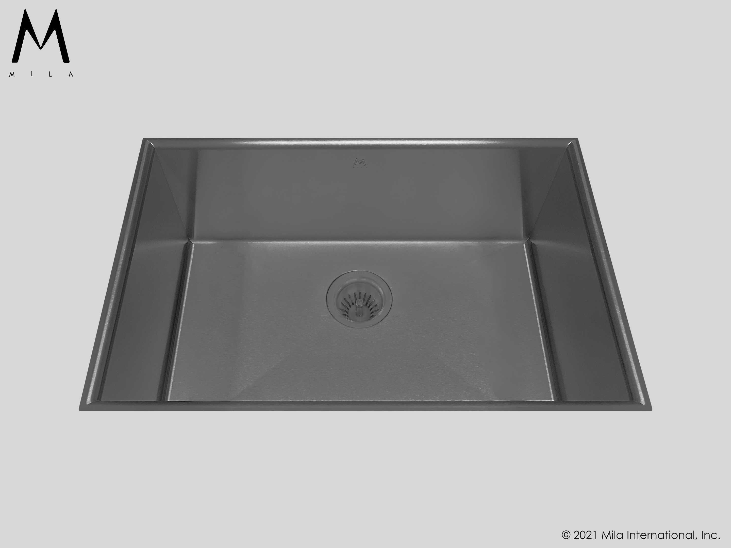MILA CRESCENT Low Profile Single Bowl Flush-Mount 28 x 17.5 Kitchen Sink