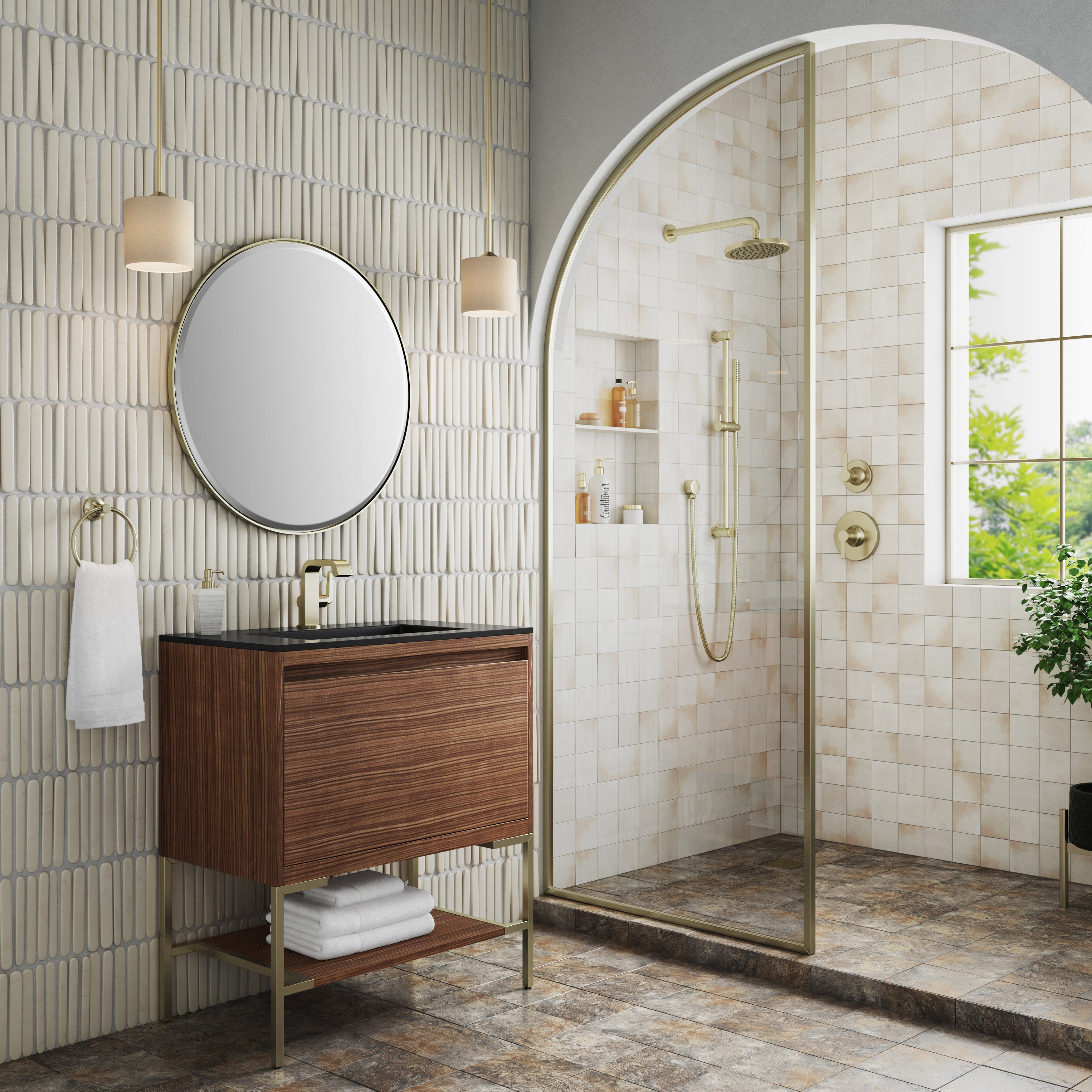 charcoal black composite stone top vanity