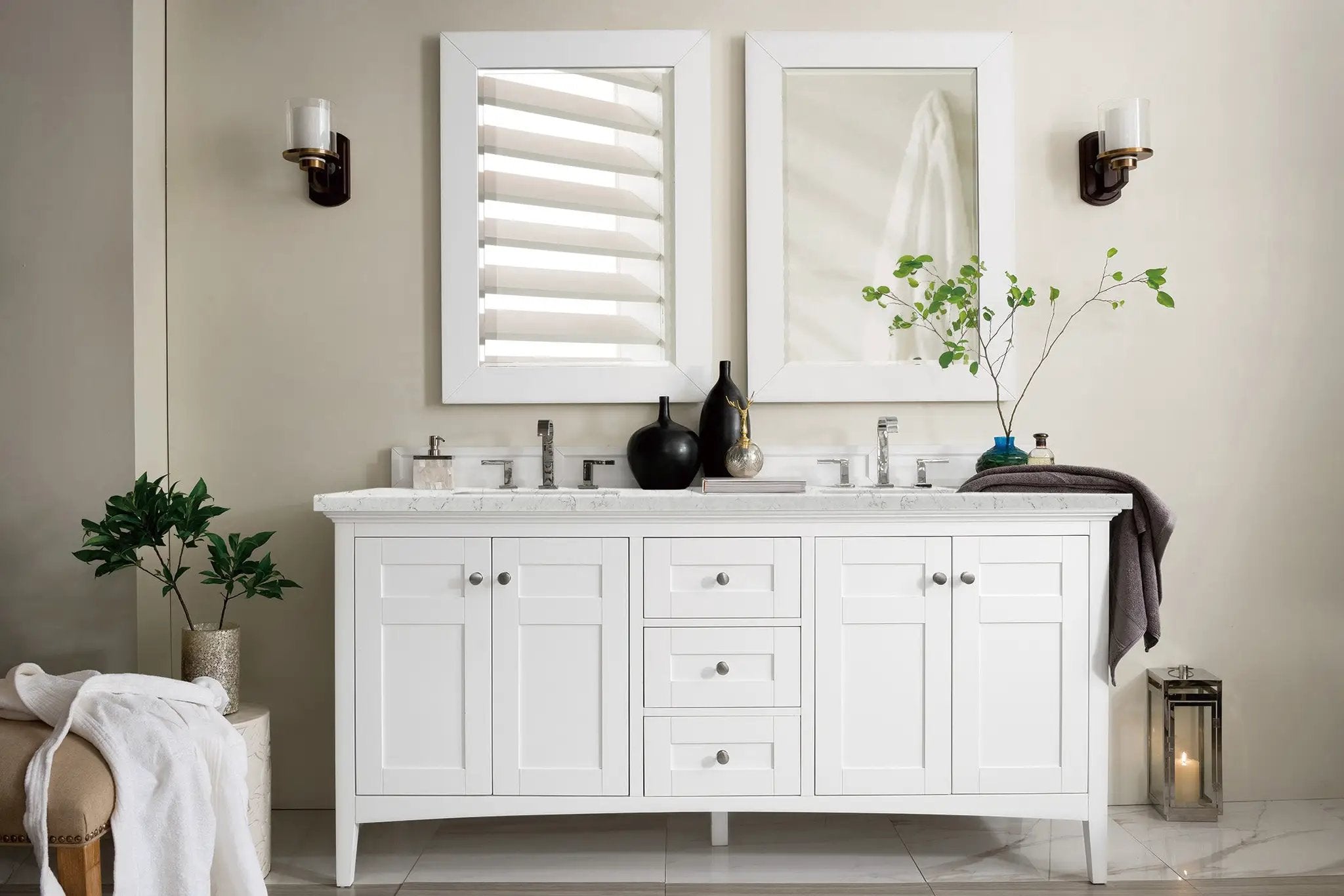 James Martin Palisades 72" Double Vanity Set - Bright White by James Martin Vanities