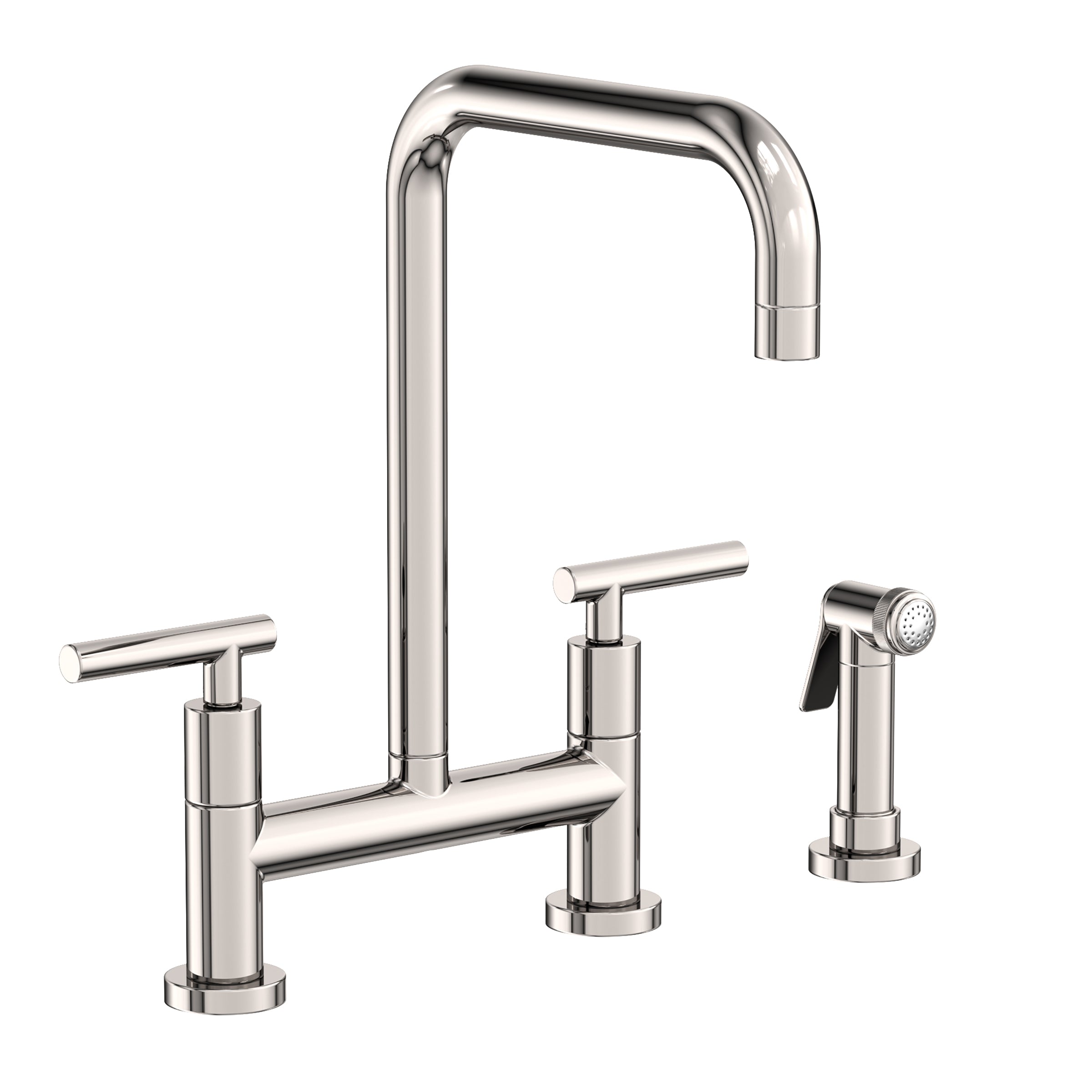 Newport Brass East Square Kitchen Bridge Faucet with Side Spray