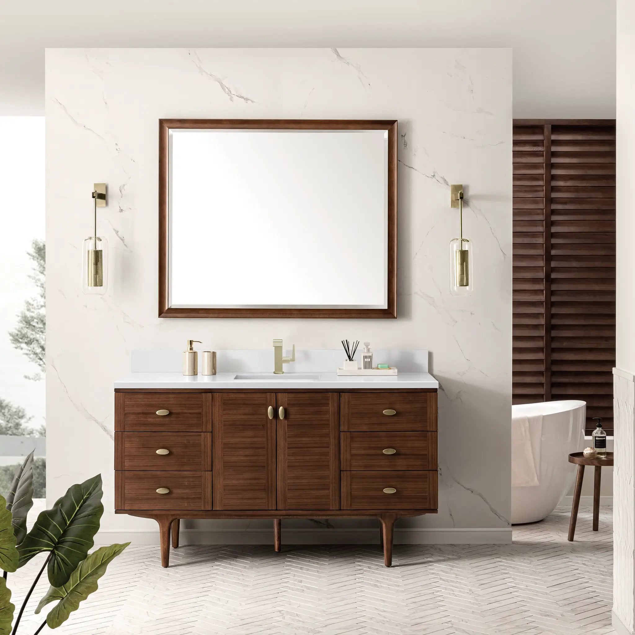 mid-century walnut vanity