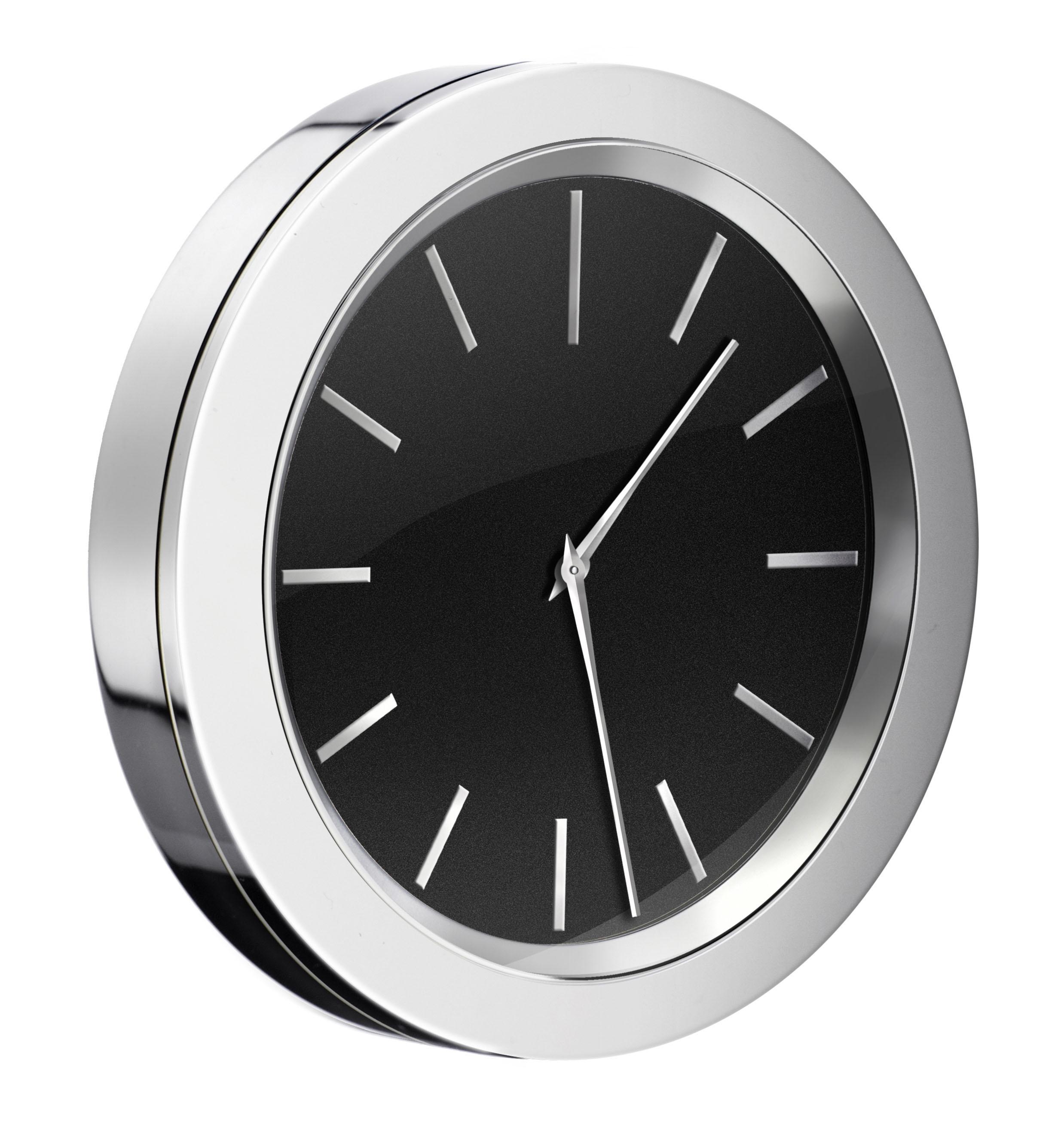 polished chrome/black clock