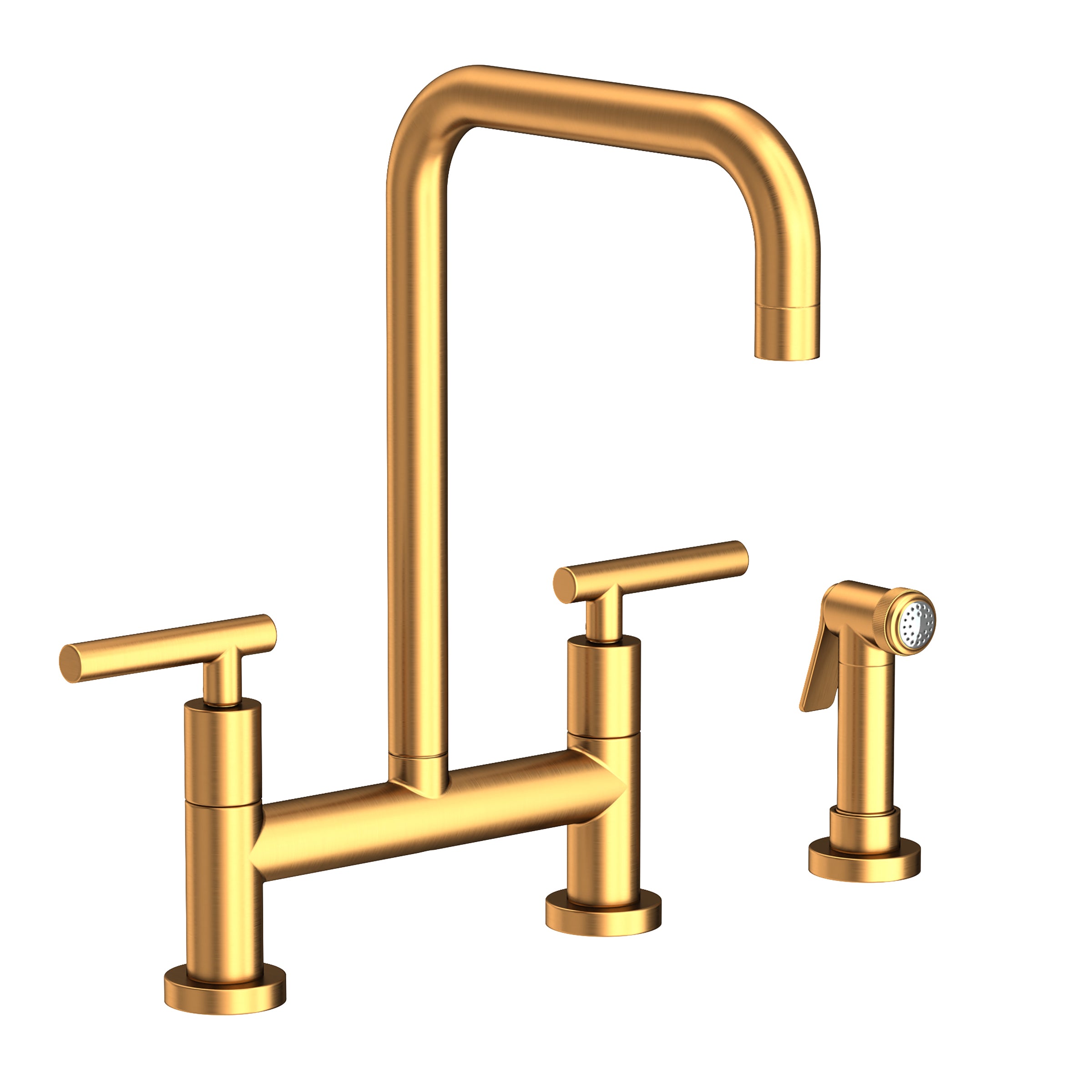 Newport Brass East Square Kitchen Bridge Faucet with Side Spray