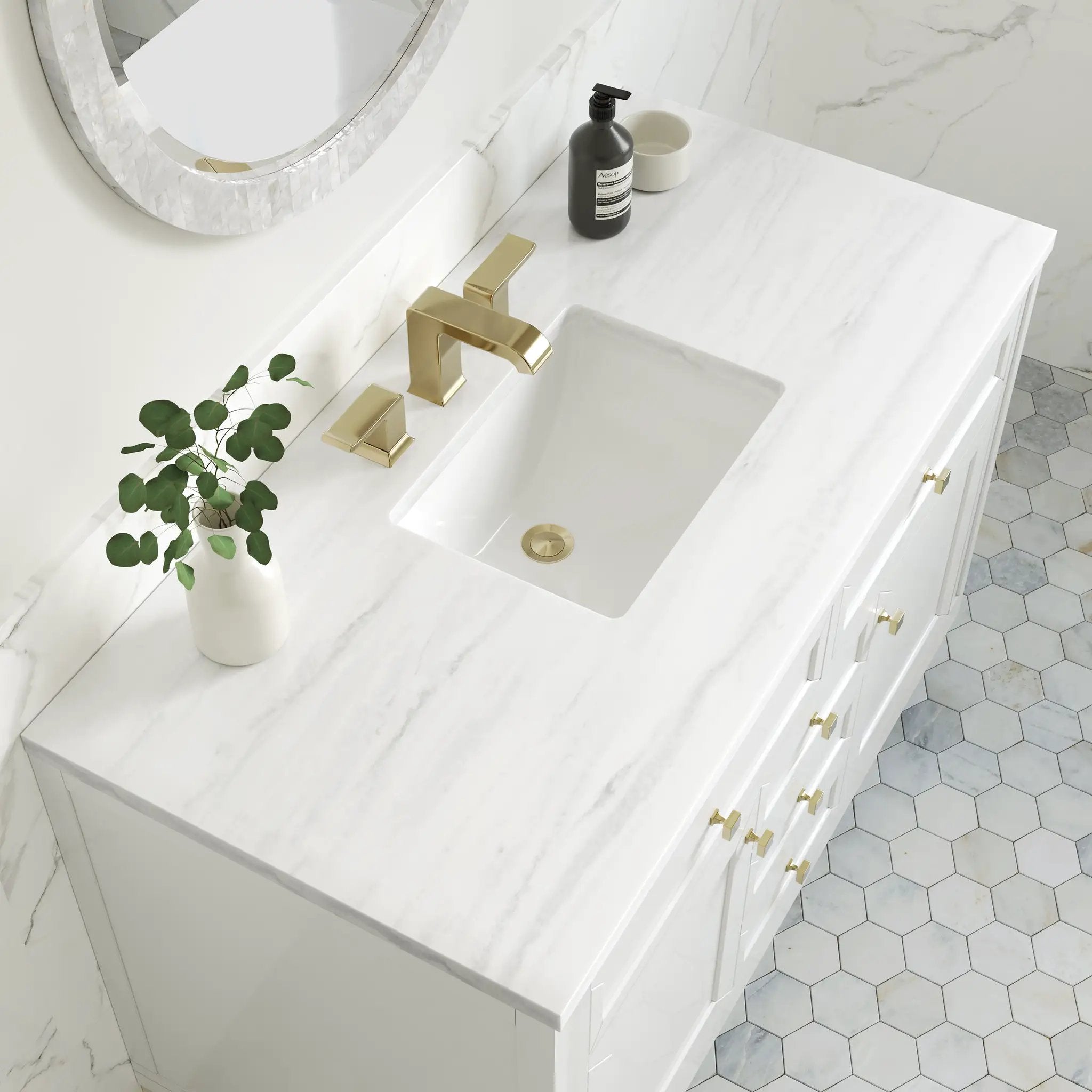 glossy white vanity