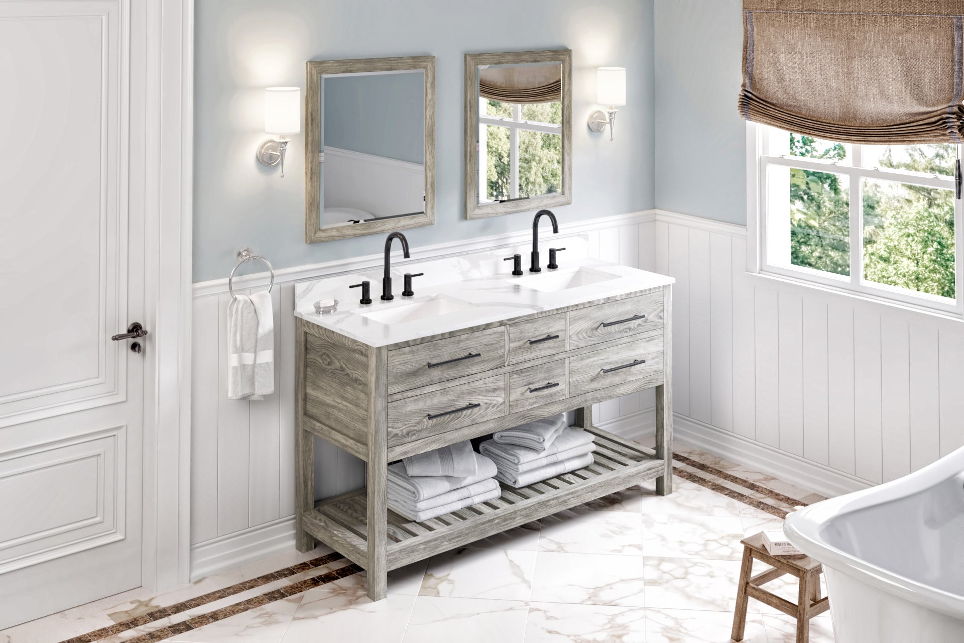 weathered grey vanity