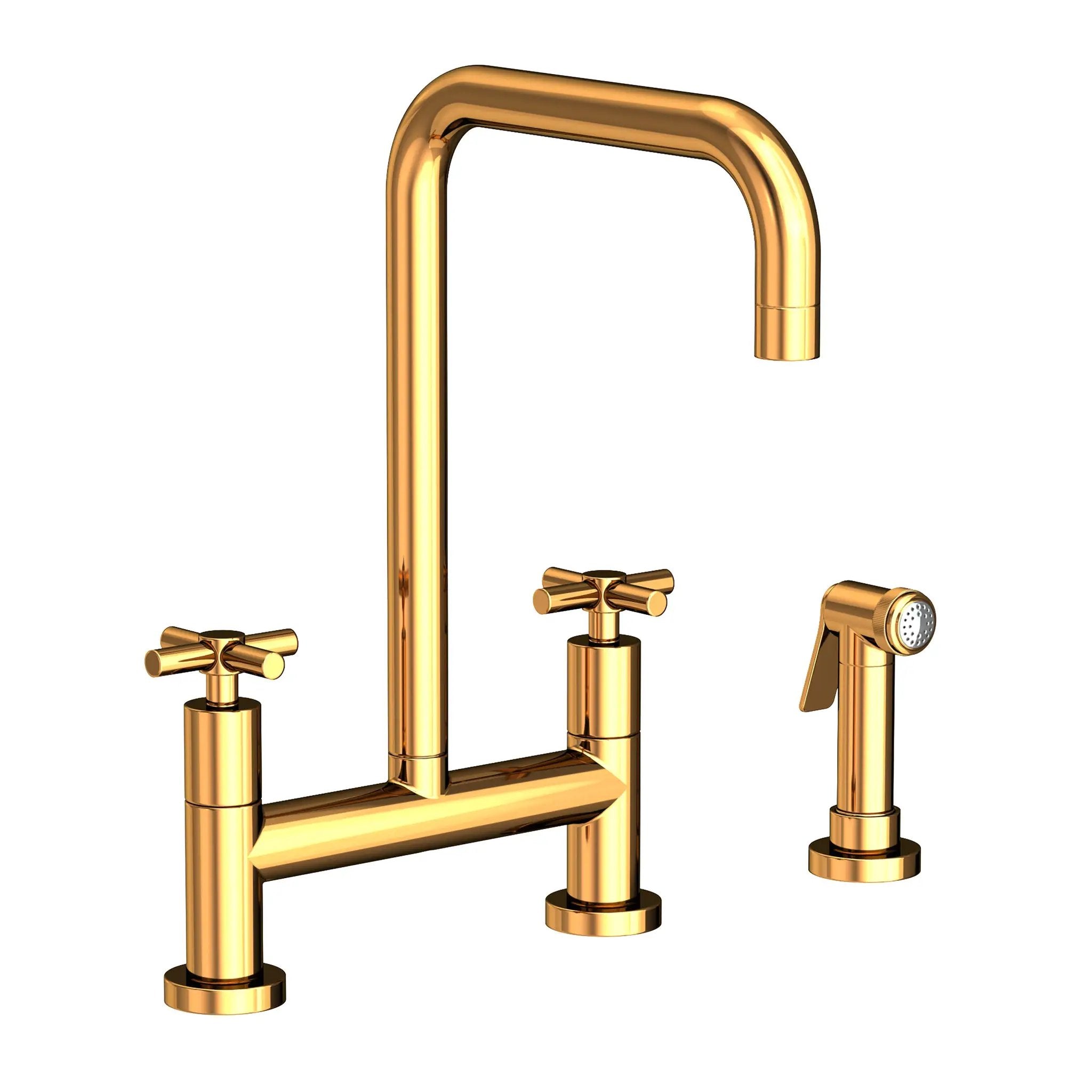 Newport Brass East Square Kitchen Bridge Faucet with Side Spray by Newport Brass