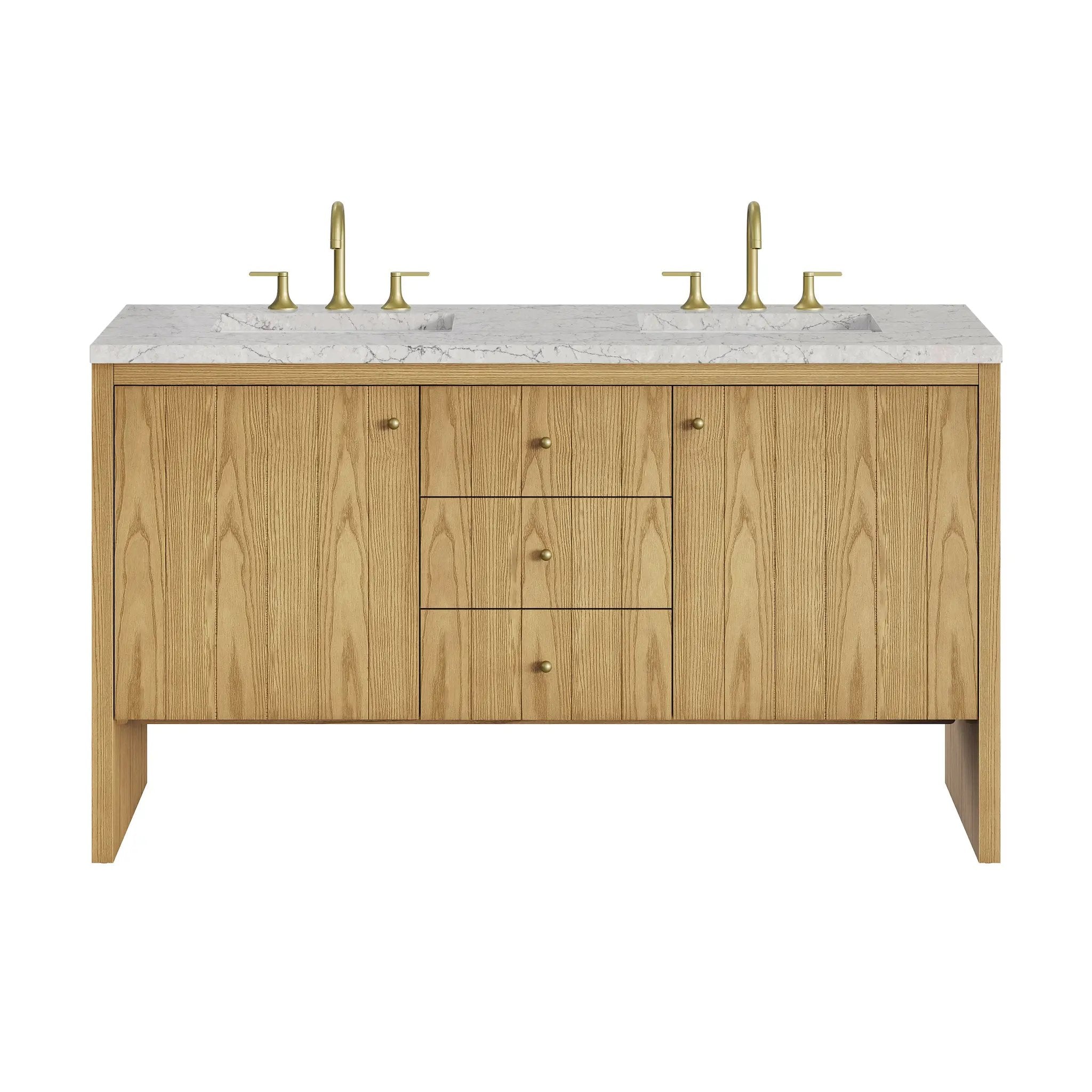 James Martin Hudson 60" Double Vanity Set - Light Natural Oak by James Martin Vanities