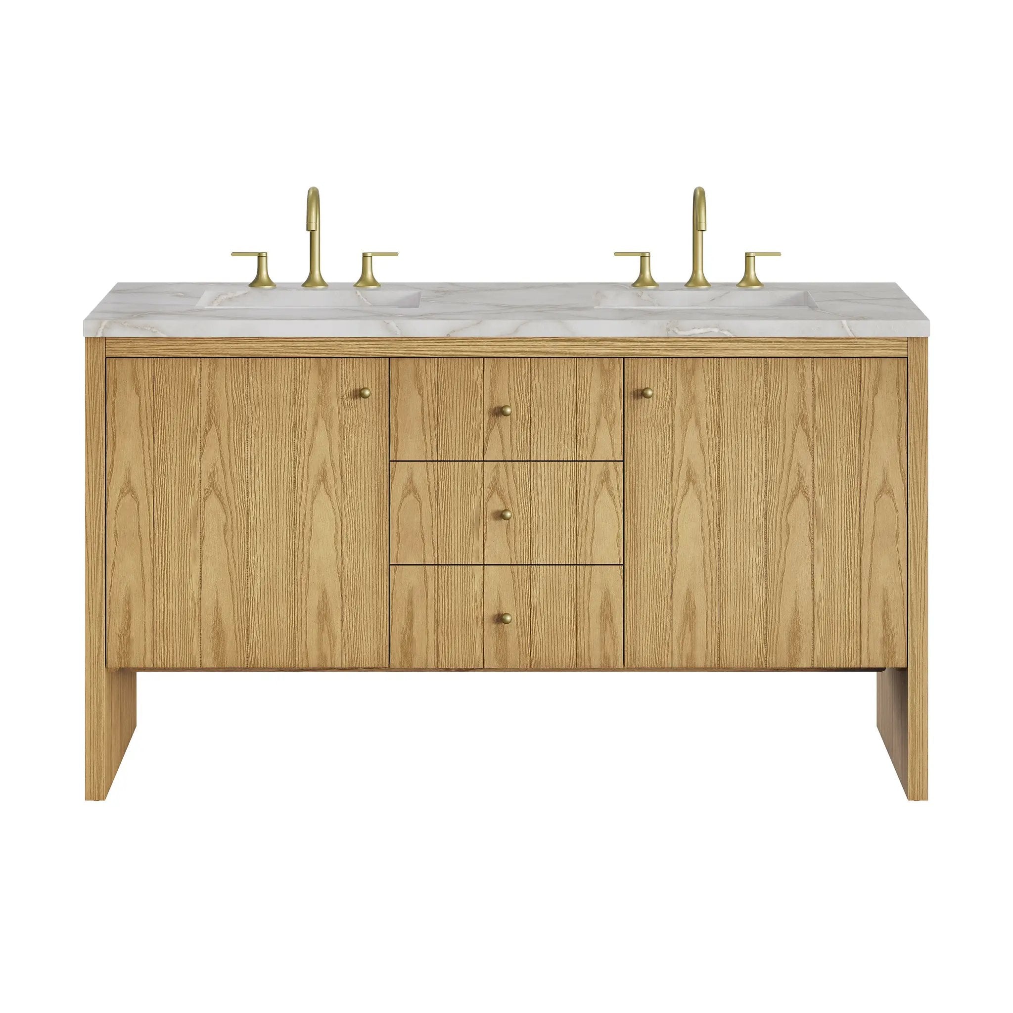 James Martin Hudson 60" Double Vanity Set - Light Natural Oak by James Martin Vanities