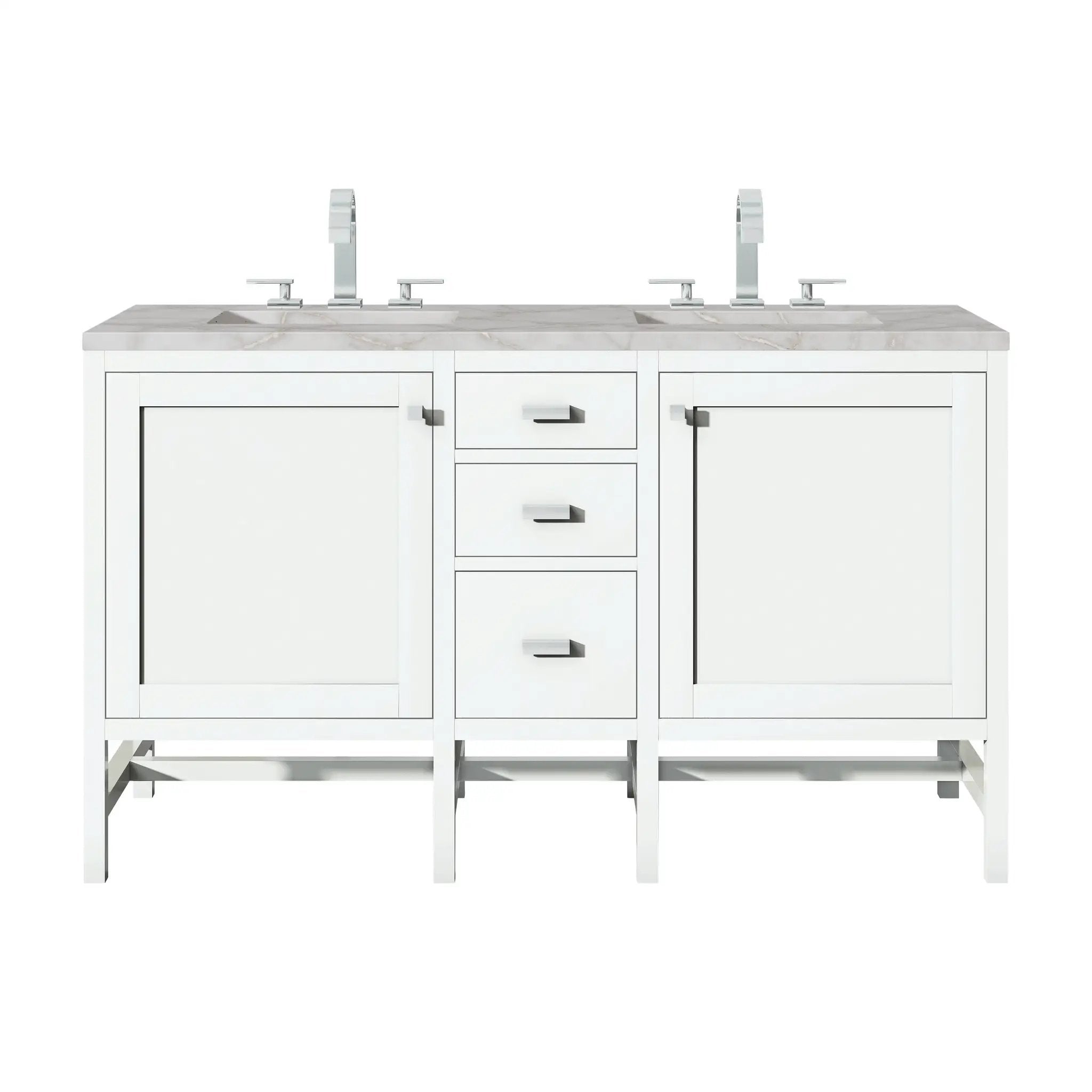James Martin Addison 60" Double Vanity Set - Glossy White by James Martin Vanities