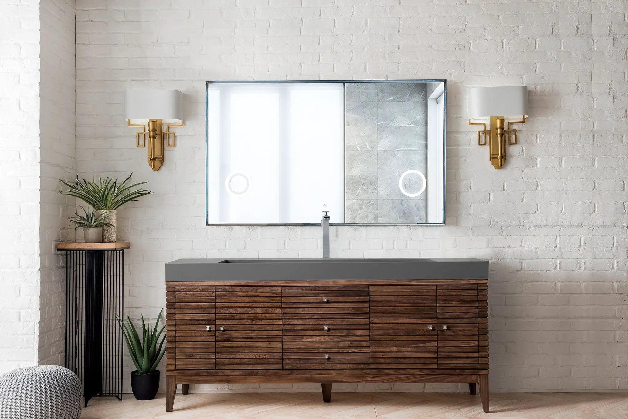 mid-century walnut vanity