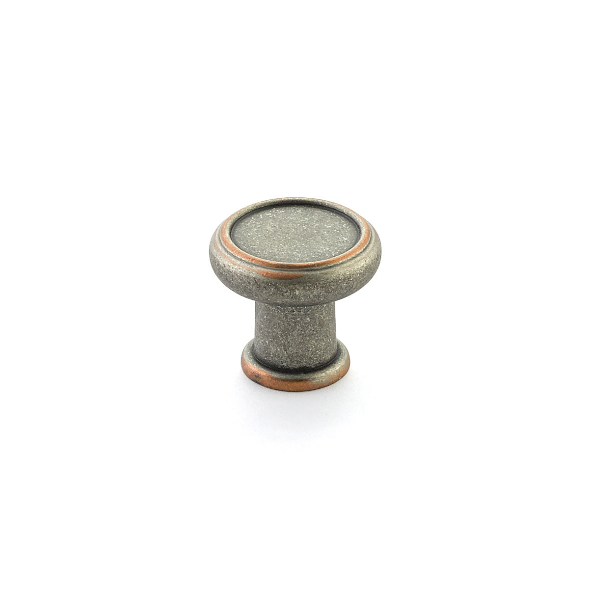 distressed pewter/copper cabinet knob
