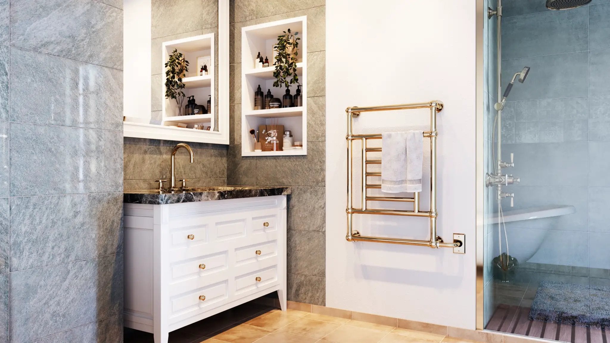 Polished nickel towel Warmer