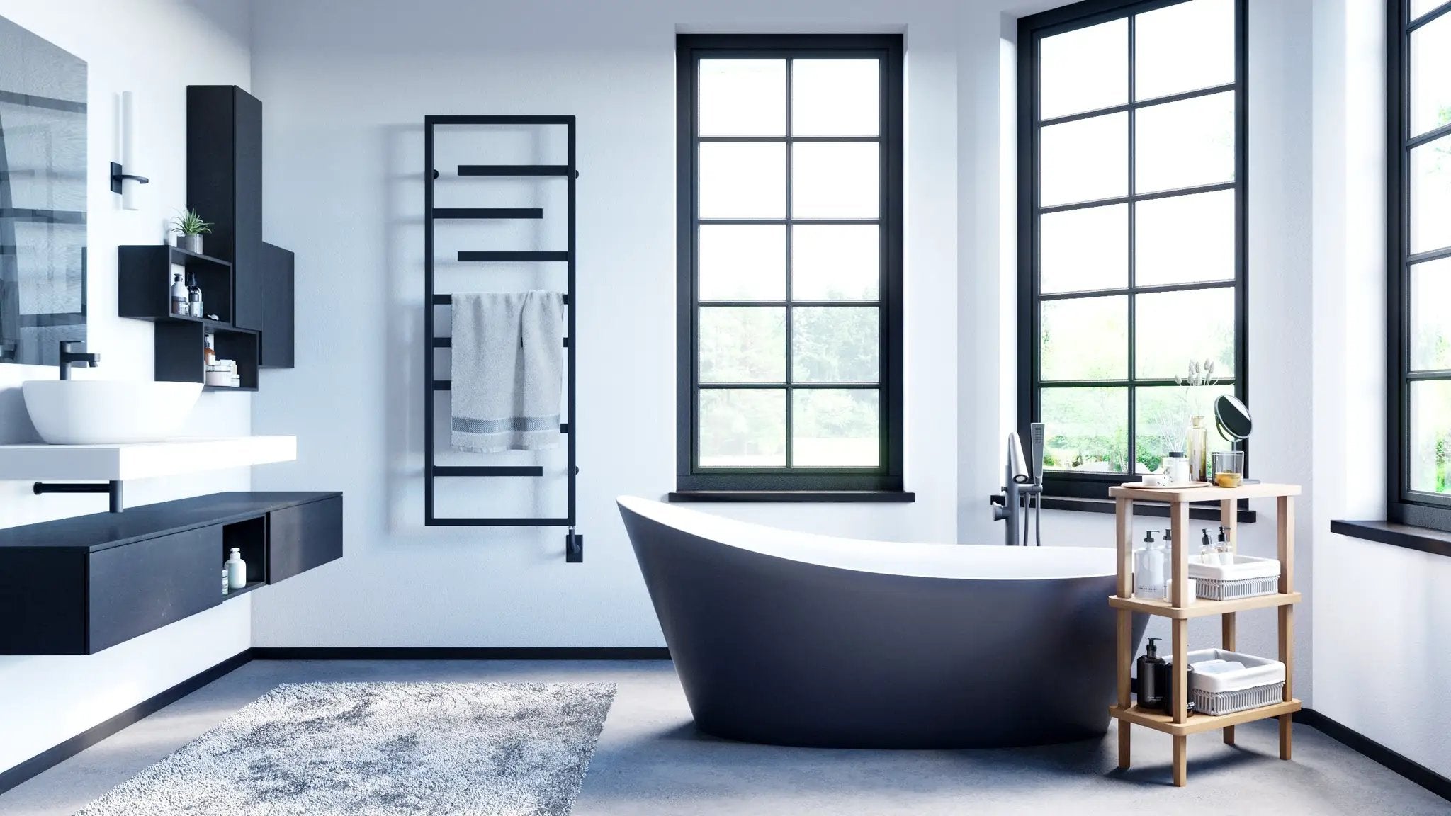 Matte black towel Warmer
