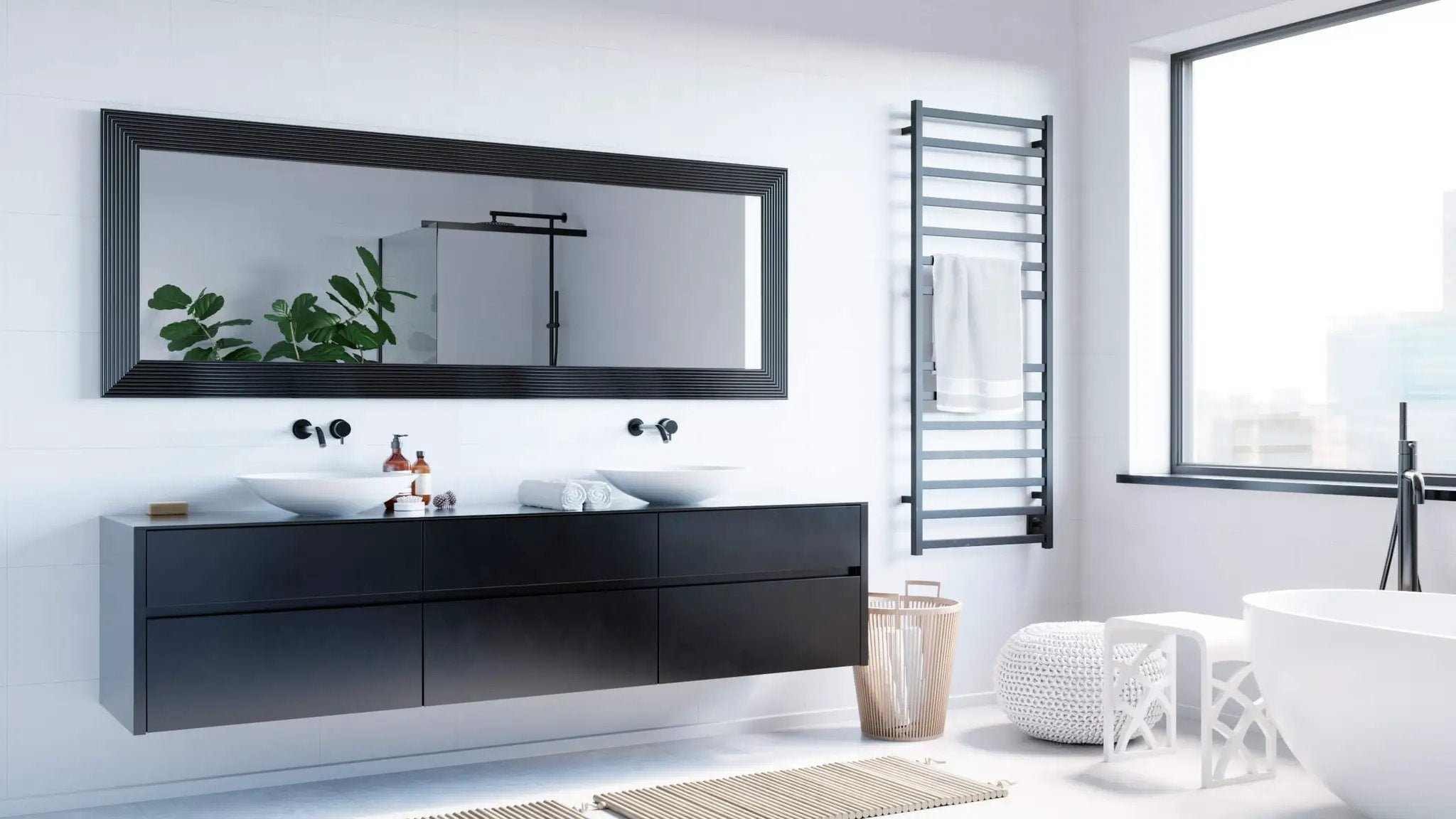 Matte black towel Warmer