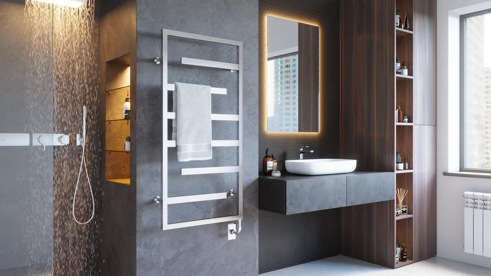 Matte black towel Warmer